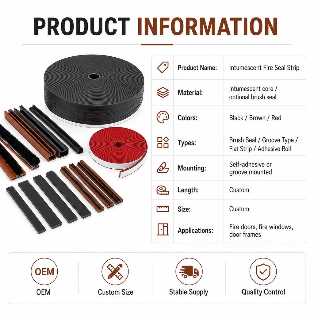 Custom Intumescent Fire & Smoke Seal Strip for Doors and Windows