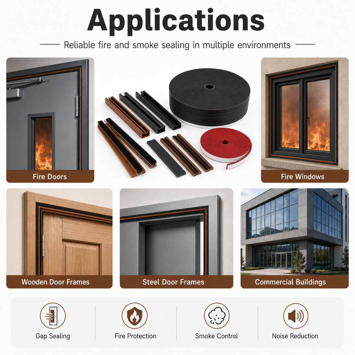 Custom Intumescent Fire & Smoke Seal Strip for Doors and Windows