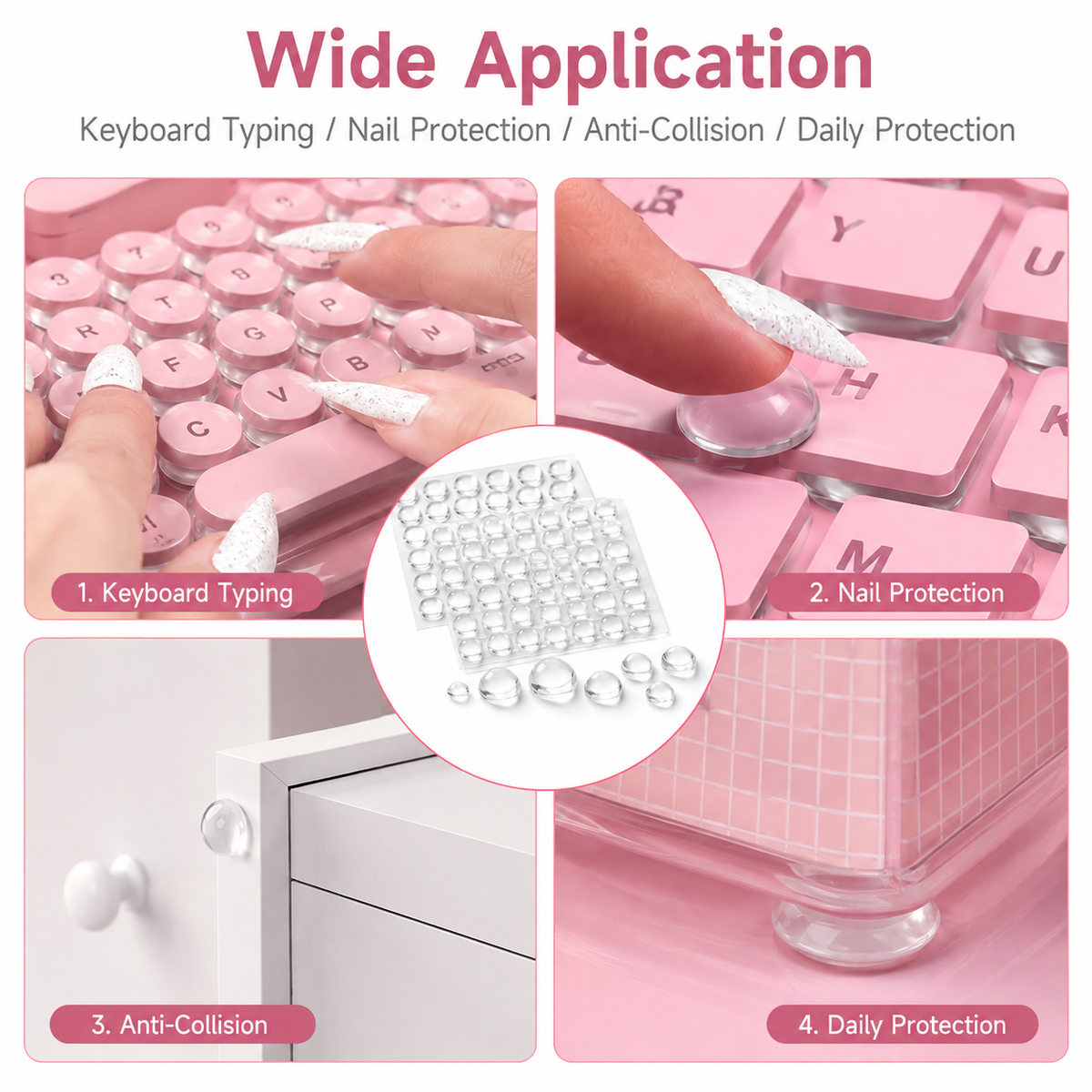 Clear Self-Adhesive Silicone Bumper Pads – Anti-Collision Protective Domes