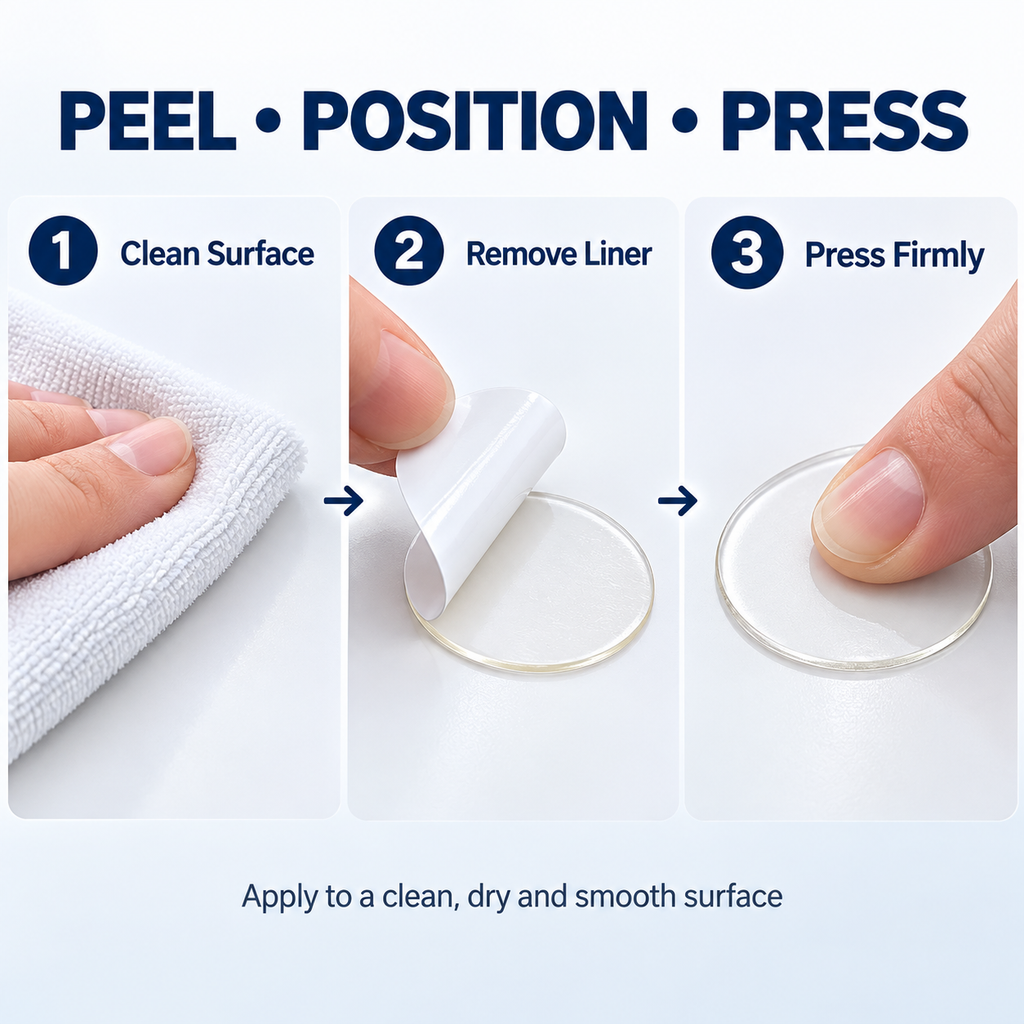 Removable Clear Acrylic Adhesive Pads for Mounting and Display | Custom
