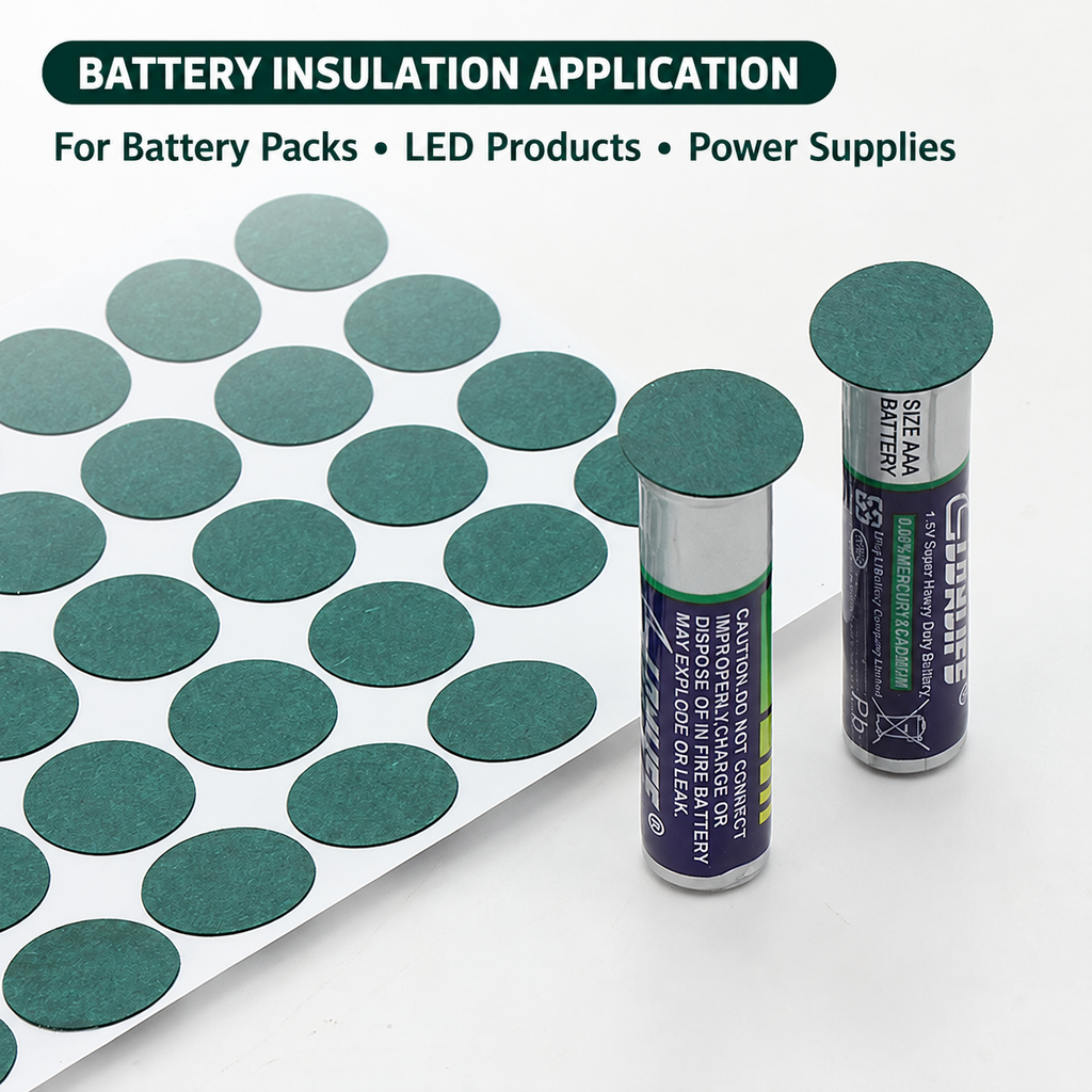 Green Insulation Paper Pads for Battery Packs and Electronics | Custom Die-Cut