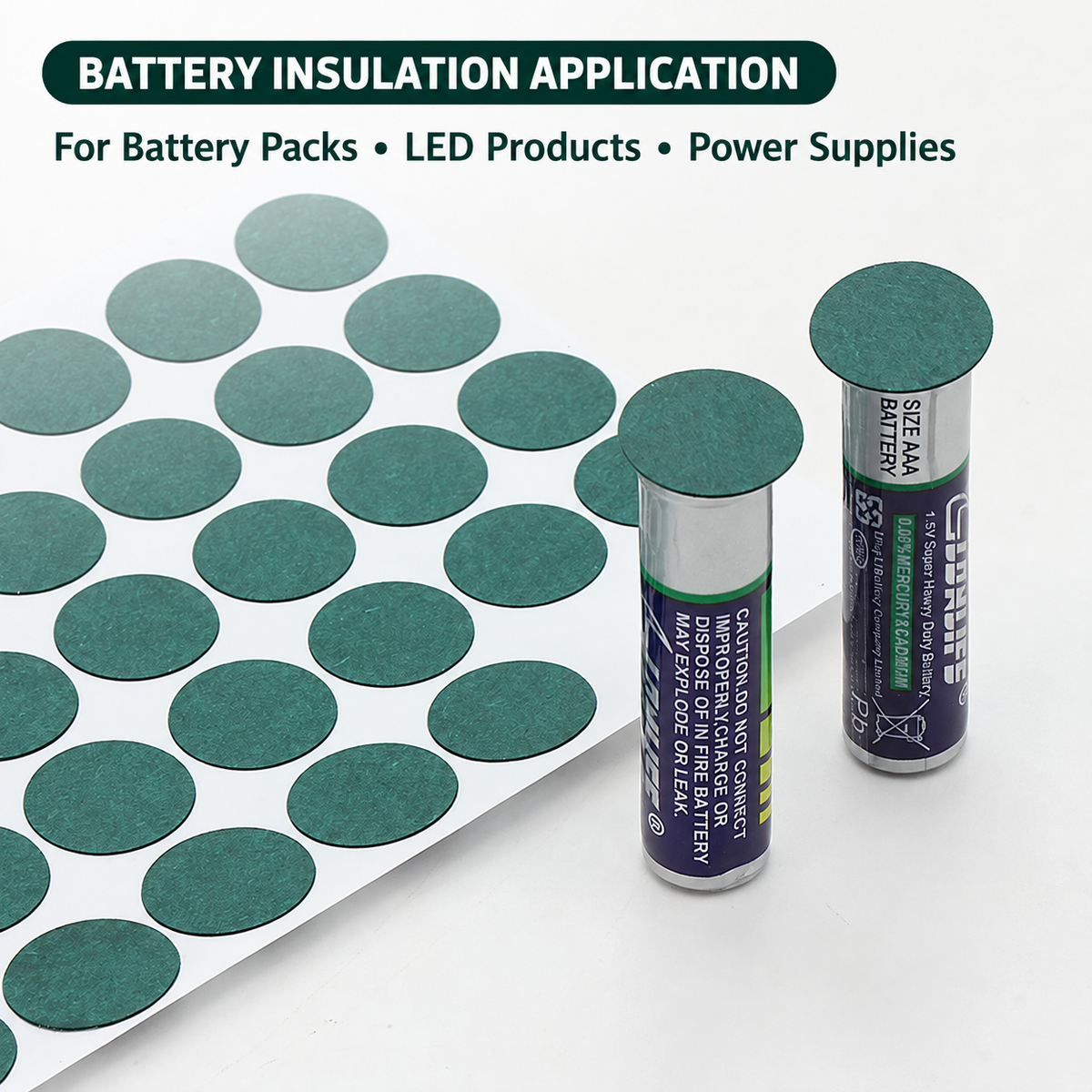Green Insulation Paper Pads for Battery Packs and Electronics | Custom Die-Cut