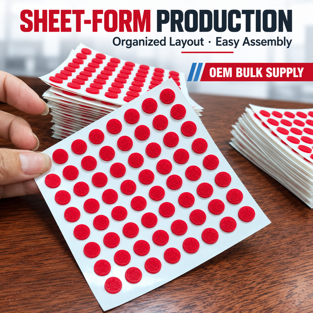 Silicone Bumper Pads for Furniture, Cabinets, Electronics and Glass | Custom Made
