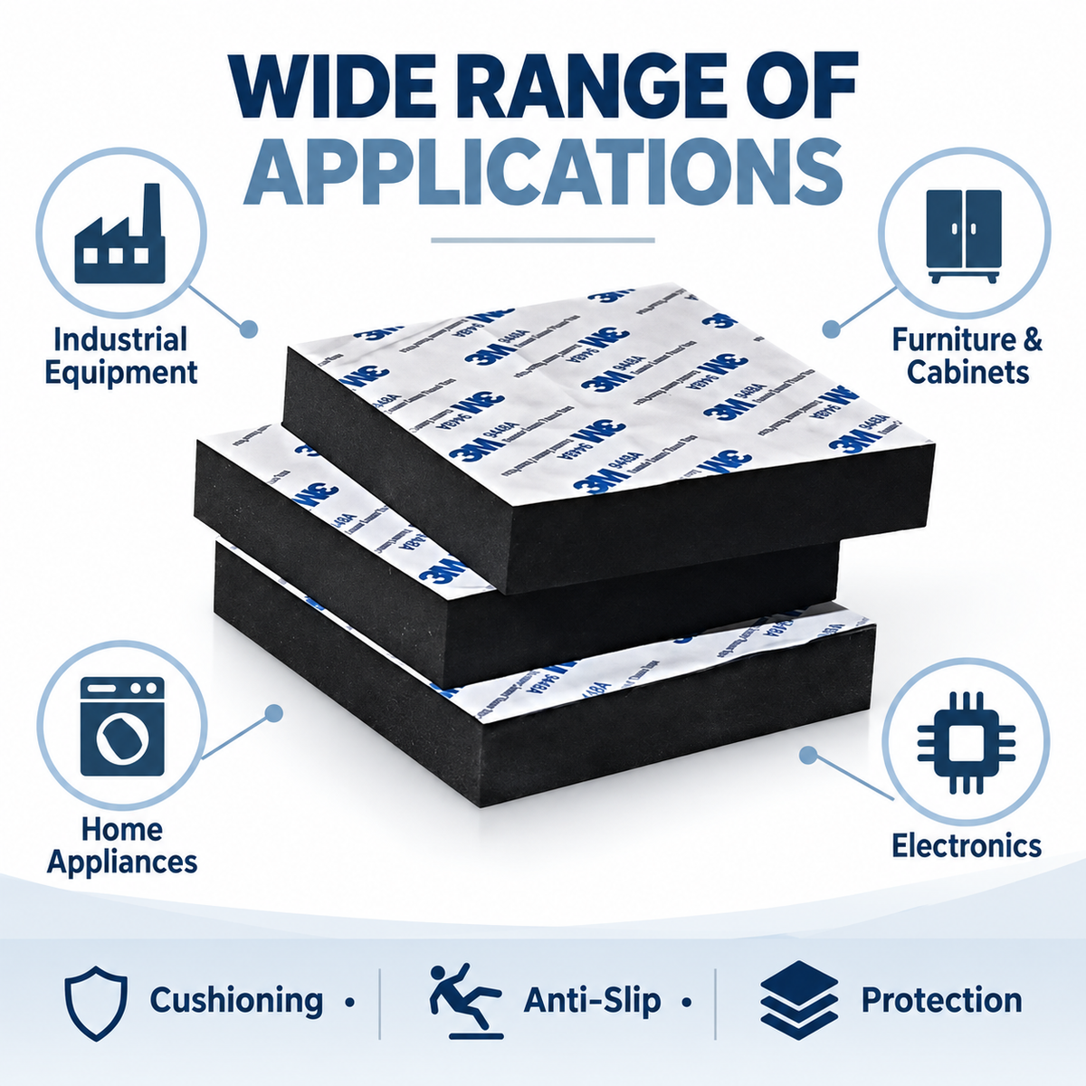 Self-Adhesive Rubber Anti-Vibration and Anti-Slip Pads | Custom