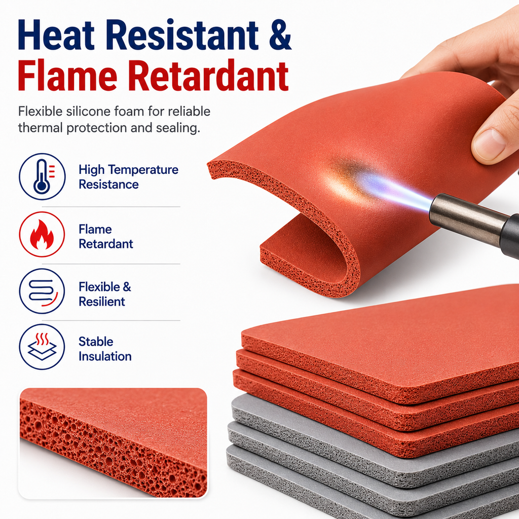 Custom Silicone Foam Sheet | Heat Resistant Flame Retardant Sealing & Cushioning Foam