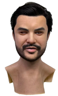 Fortess Realistic Silicone Male Face Mask with Black Hair & Beard – Full Head Mask