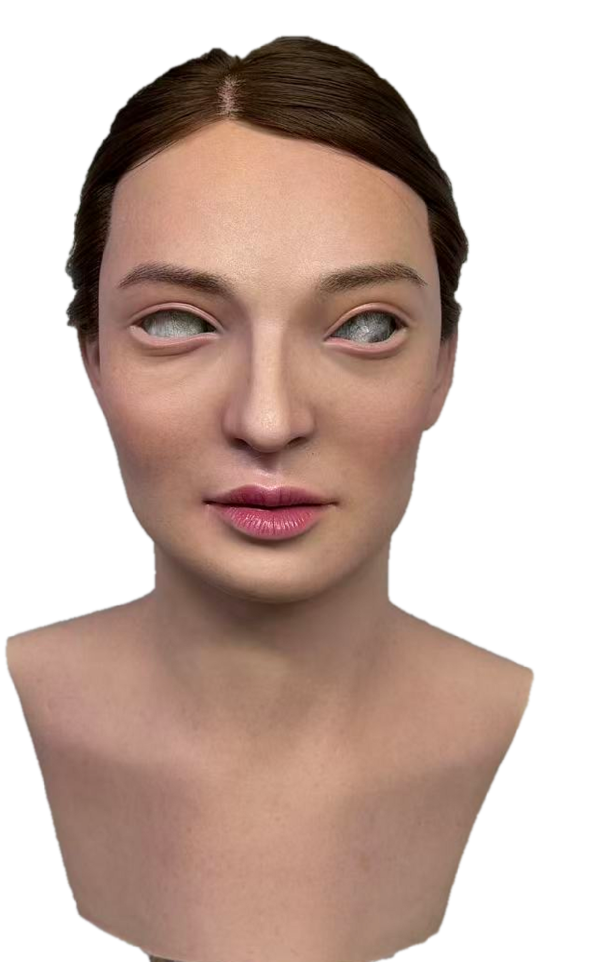 GeoNickrgina Realistic Silicone Female Face Mask with Brown Hair – Full Head Mask