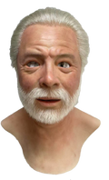 Gerow Realistic Elderly Male Silicone Face Mask with White Hair & Beard