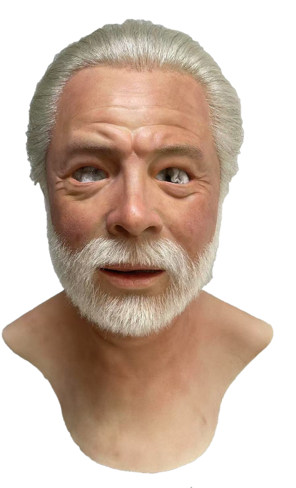 Gerow Realistic Elderly Male Silicone Face Mask with White Hair & Beard