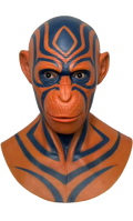 Gorilla Creature Silicone Full Head Mask – Orange & Blue Tribal Style