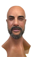 Realistic Bald Male Silicone Face Mask with Full Beard – Full Head Mask