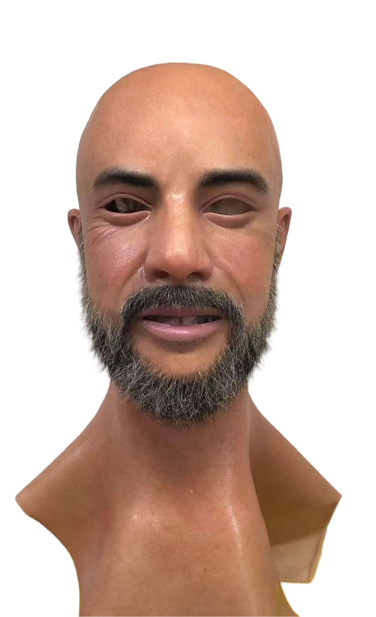Realistic Bald Male Silicone Face Mask with Full Beard – Full Head Mask