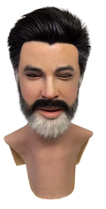 Hykes Realistic Silicone Male Face Mask with Black Hair & Gray Beard – Full Head Mask