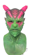 Kaysen Demon Silicone Full Head Mask with Horns – Green Fantasy Creature Mask