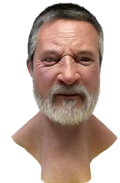 Kedde Realistic Elderly Male Silicone Face Mask with Gray Hair & White Beard