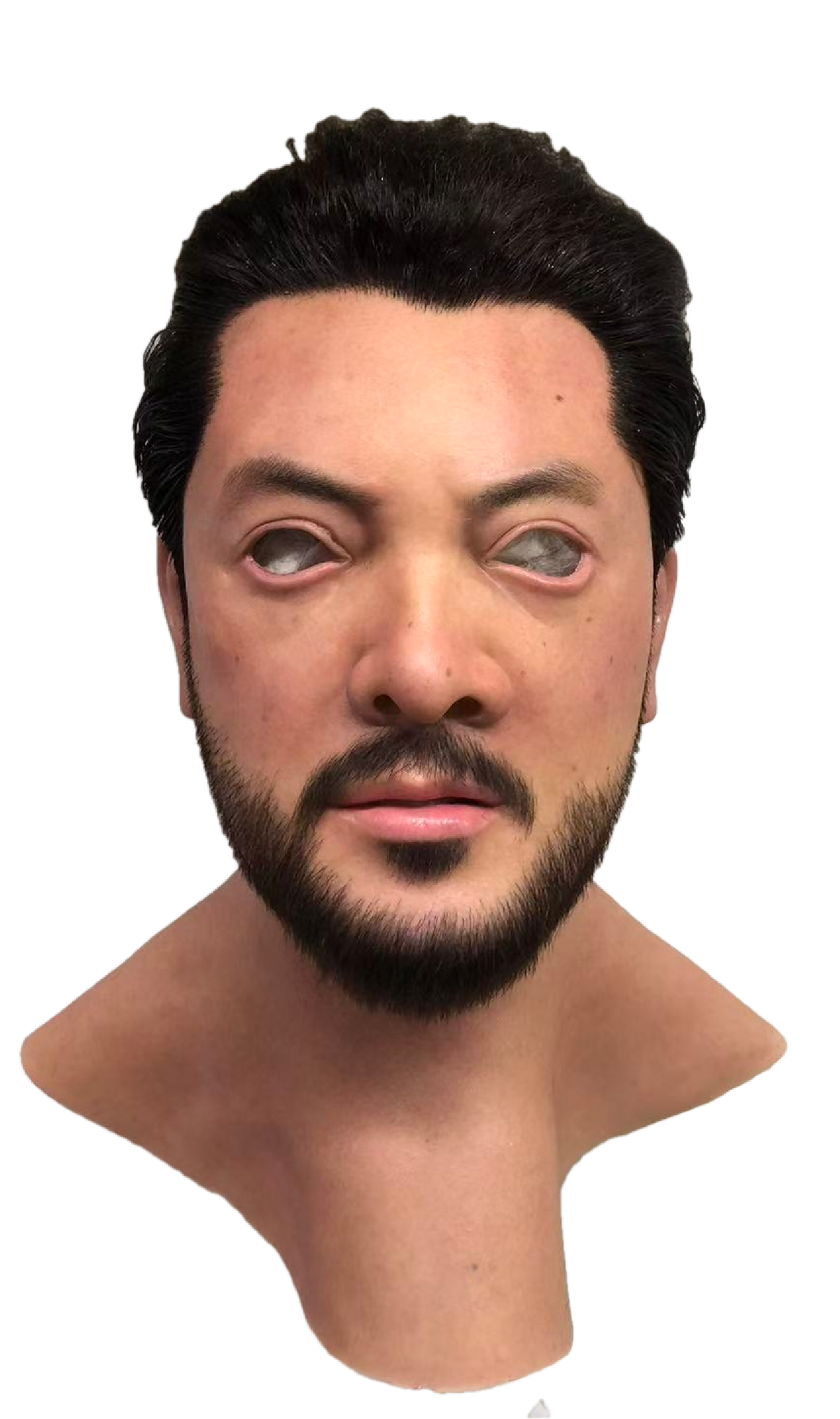 Lane Realistic Silicone Male Face Mask with Black Hair & Beard – Full Head Mask