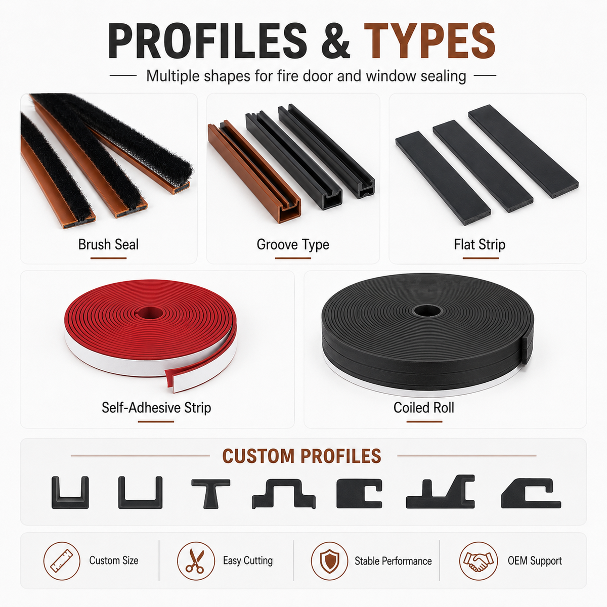 Custom Intumescent Fire & Smoke Seal Strip for Doors and Windows