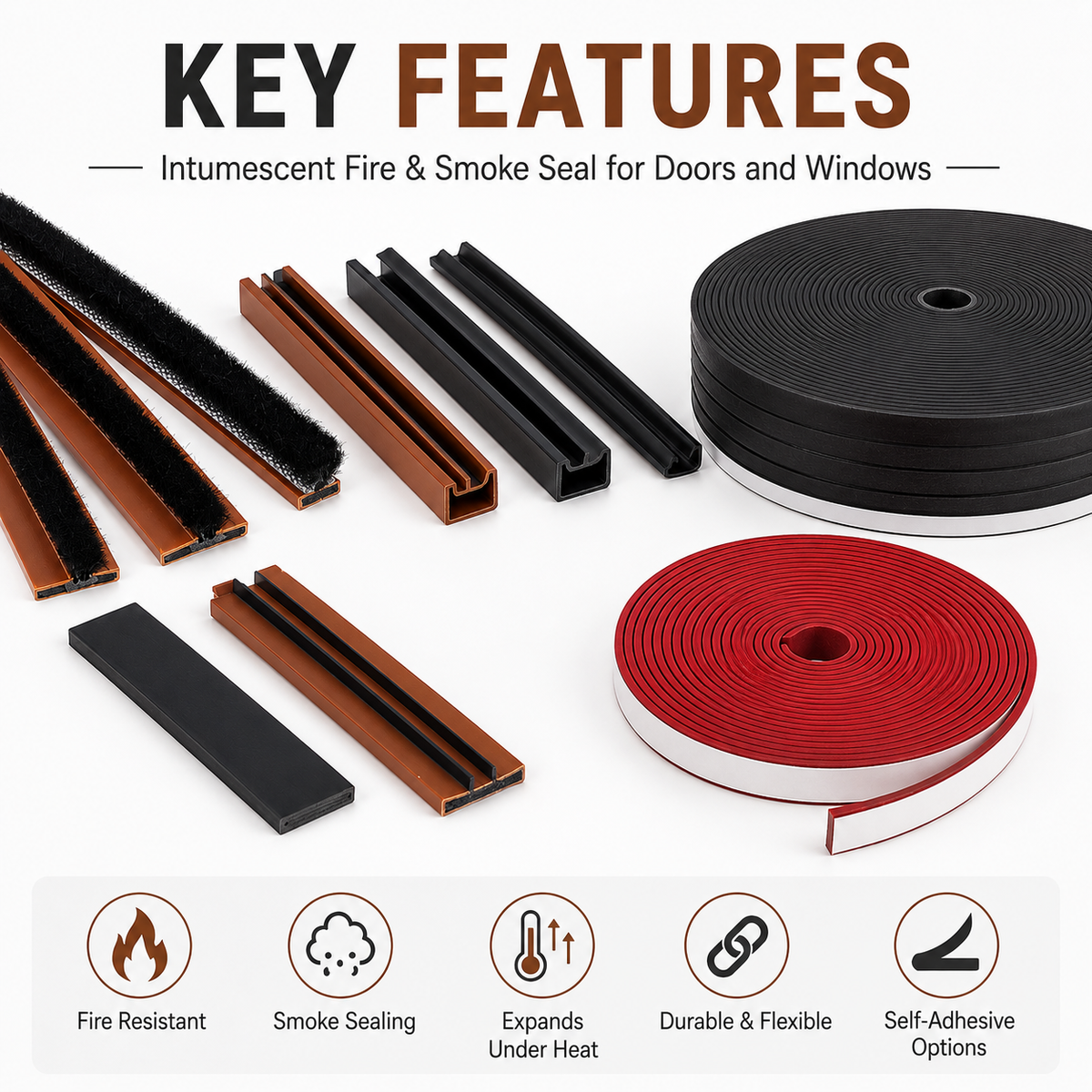 Custom Intumescent Fire & Smoke Seal Strip for Doors and Windows