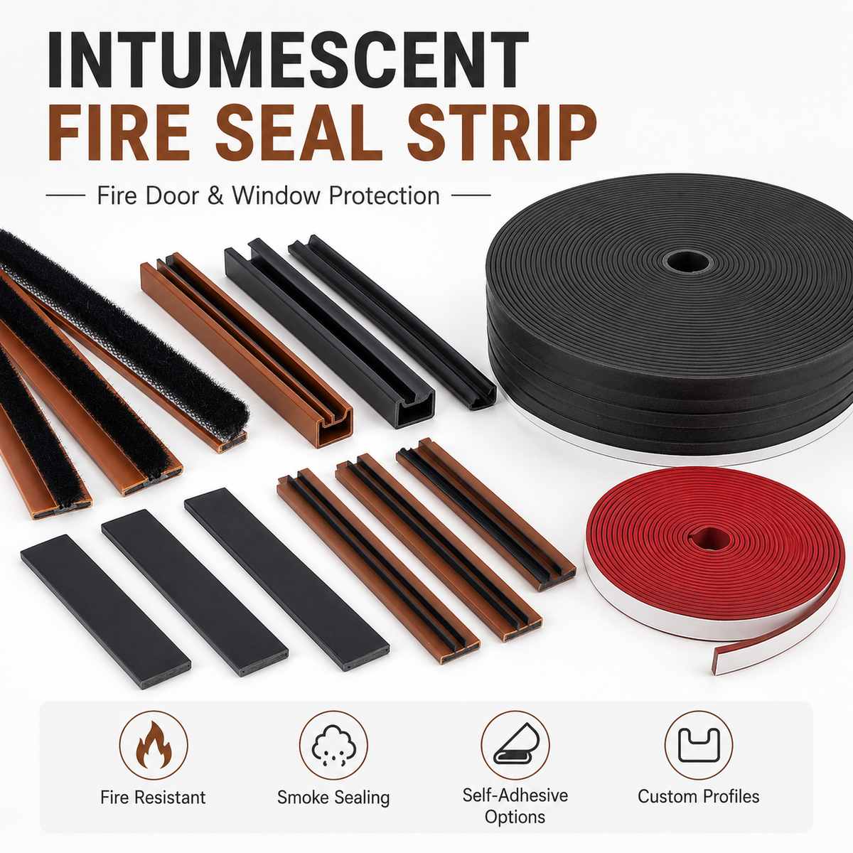 Custom Intumescent Fire & Smoke Seal Strip for Doors and Windows
