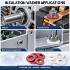 TPF PBT and Red Vulcanized Fiber Insulation Washers | Custom Die-Cut Pads
