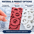 TPF PBT and Red Vulcanized Fiber Insulation Washers | Custom Die-Cut Pads