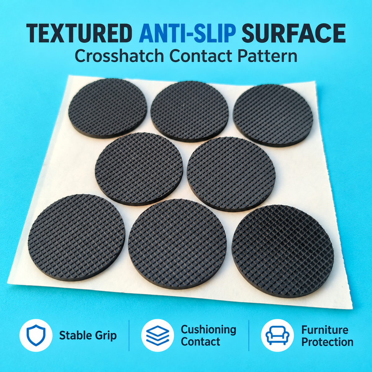 Custom Silicone Anti-Slip Furniture Pads – Self-Adhesive Non-Slip Feet for Chairs, Tables and Cabinets