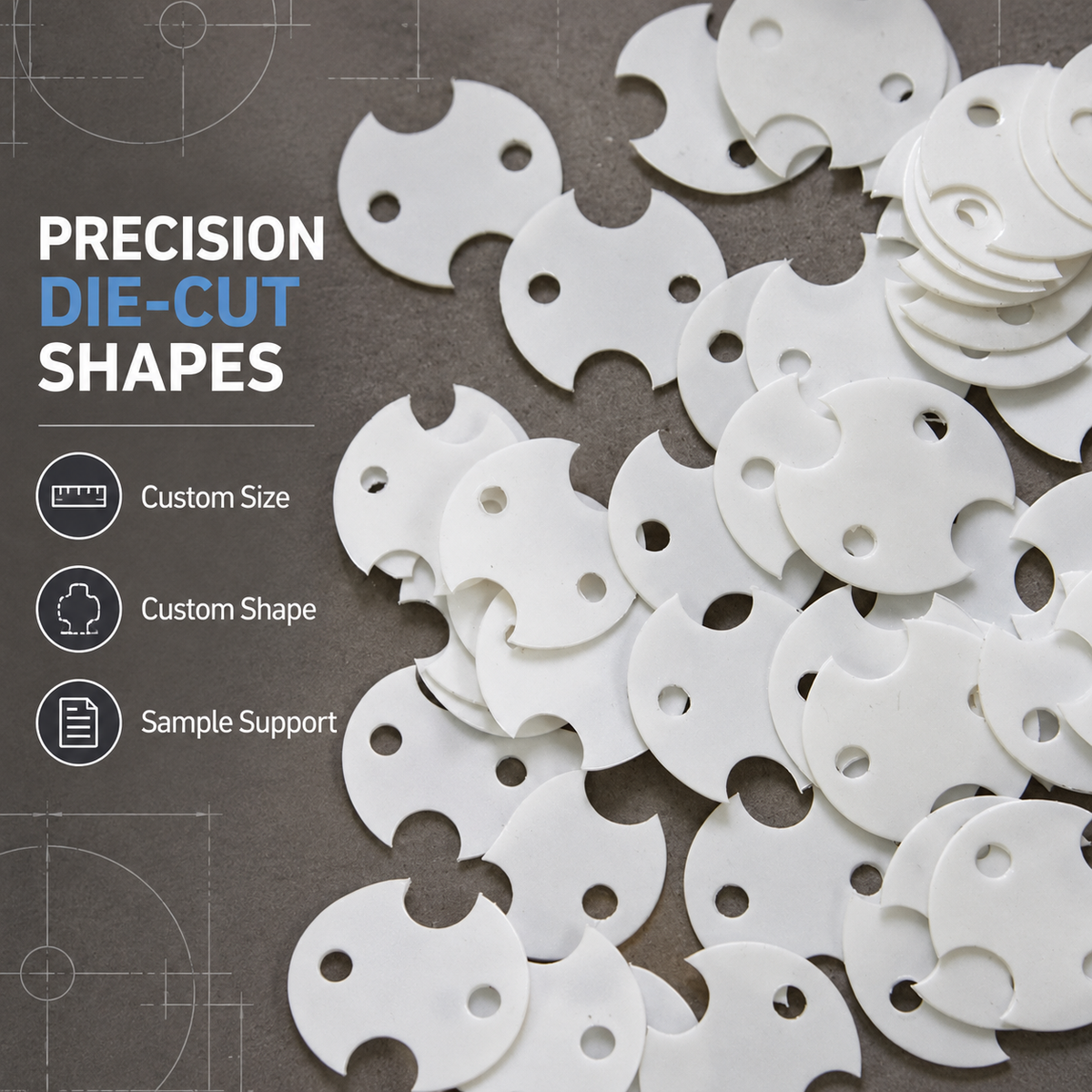 TPF PBT and Red Vulcanized Fiber Insulation Washers | Custom Die-Cut Pads