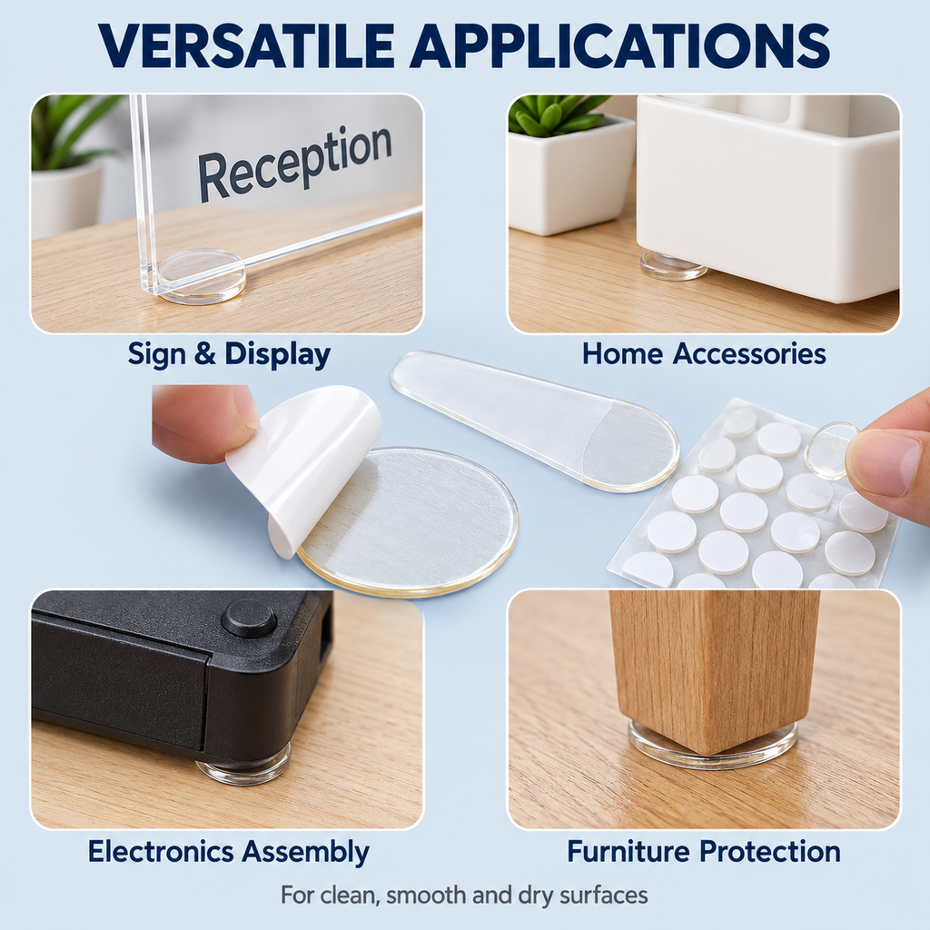 Removable Clear Acrylic Adhesive Pads for Mounting and Display | Custom