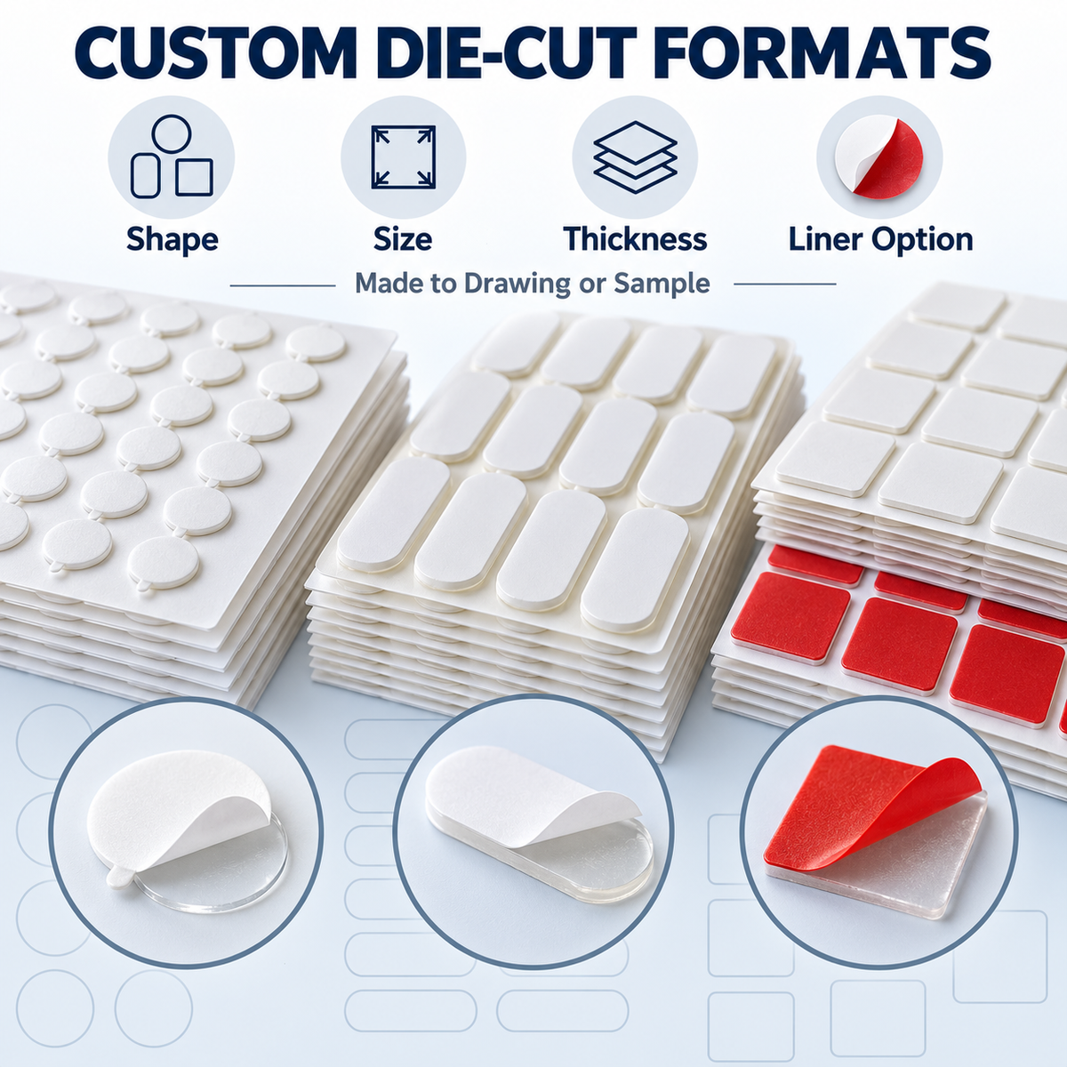 Removable Clear Acrylic Adhesive Pads for Mounting and Display | Custom